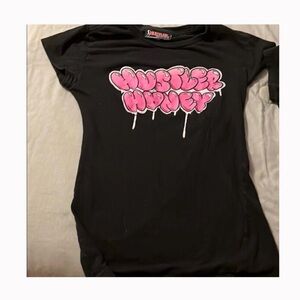 Hustler Hollywood Black Tee with Pink Logo